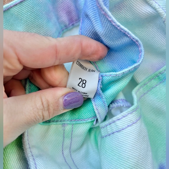 Urban Outfitters BDG Multi Floral Botanical Tie Dye High Waisted Cowboy Jeans - Picture 8 of 11